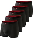 GLESTORE Unterhosen Männer Boxershorts Herren Modal Unterwäsche 5er Pack 5 Schwarz mit Rot XL