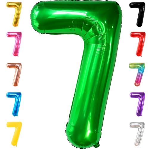 Image of KatchOn Dark Green Number 7 Balloon 40 Inch, 7th Birthday Balloon | Happy Birthday Decorations, Seven Balloons Number For 7th Anniversary Decorations