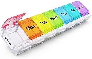 AUVON Weekly Pill Organizer Arthritis Friendly, 7 Day Pill Box Case with Spring