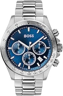 BOSS 1513755 Zegarek Męski Kwarcowy z Paskiem Stalowym, Średnica 42 mm, Srebrny