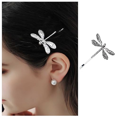 Iaceble Boho Dragongly Hair Clip Pins Dragongly Bobby Pin Minimalist Metal Hair Barrette Clip Silver Hair Pins Clip Dragonfly Sied Clip Hairpin Decorative Hair Accessories for Women and Girls