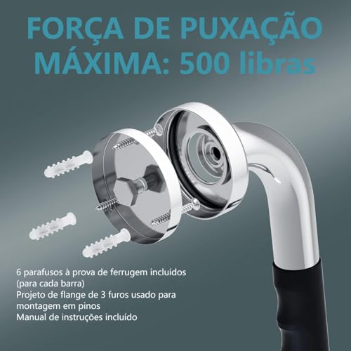 Kit 2 Barras De Apoio De Idoso Para Banheiro 40cm Alça Suporte Silicone De Aço Inoxidável