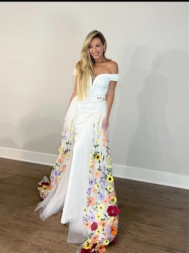 Bridal Wedding Overskirt,Flower Applique Train Detachable Skirt,Only Length 66" Wedding Maxi Tulle Skirts2