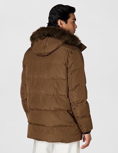 Image of Andrew Marc Men's Gattica Down Parka Jacket With Removable Faux Fur Trimmed Hood and Bib