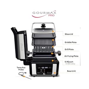   Foodgenie-Gourmax-Pro-One-Cooking-Device-All-in-One-Oven-Smokeless-Grill-Air-Fryer-Griddle-Cooker-More--16-Preset-Functions-Smart-Temperature-Control-Dual-Surface-Dishwasher-Safe-1500W