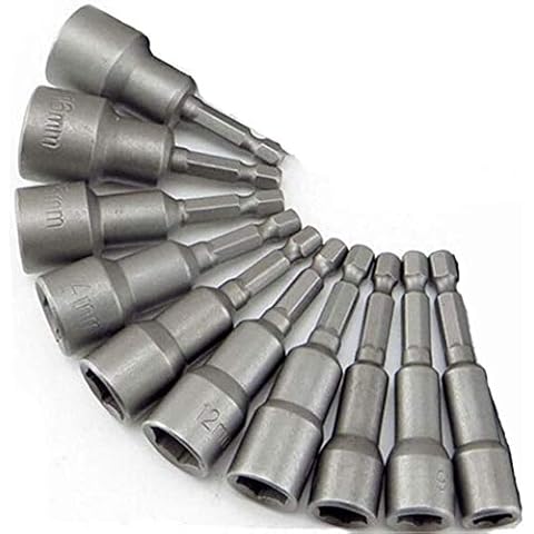 Drill Countersink Set.Magnetic Nut Setter Driver Drill Bit Set 6-19mm 1/4 inch Hex Shank Quick Change Metric Nut Driver Set 10pcs Cover