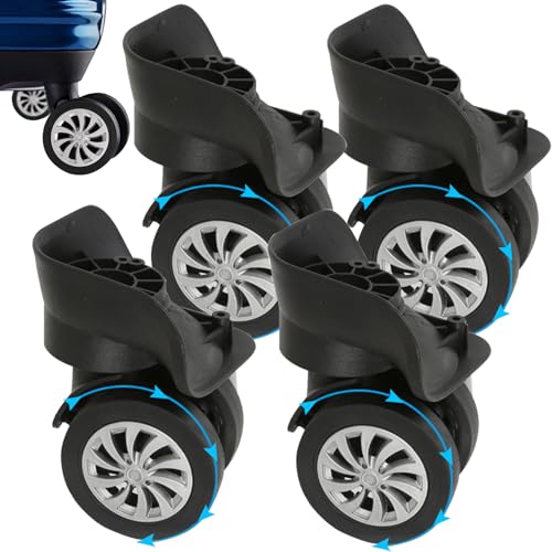 Luggage Wheels Replacement 4Pcs Mute Suitcase Wheels Replacement, 360° Rotating Universal Dual Suitcase Spinner Wheels Kit for Luggage Suitcase Trolley, Luggage Wheels Replacement3