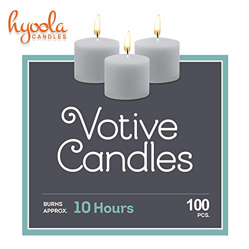 Hyoola Votive Candles - 10 Hour Burn Time - Unscented Candles Votives Bulk - Pack Of 100 White Candles - European Made #TOP4