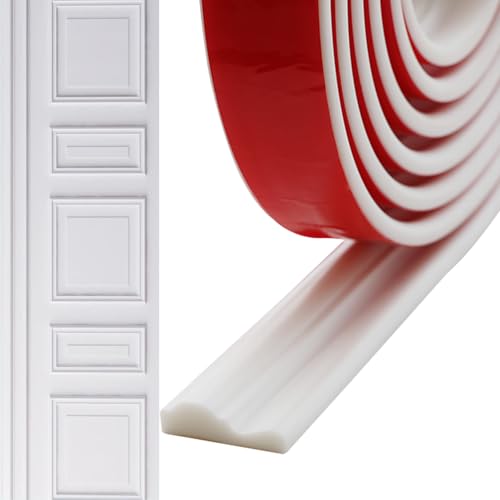 OWDFF Molduras Decorativas Pared Moldura Adhesiva Pared Blanco Moldura Decorativa Despegar y Pegar Decoración del Hogar (2.7cm*3)