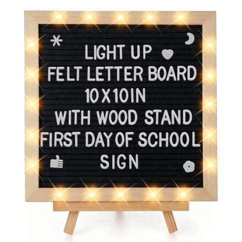 10'ร10' Felt Letter Board with LED Lights & Stand, First Day of School Sign