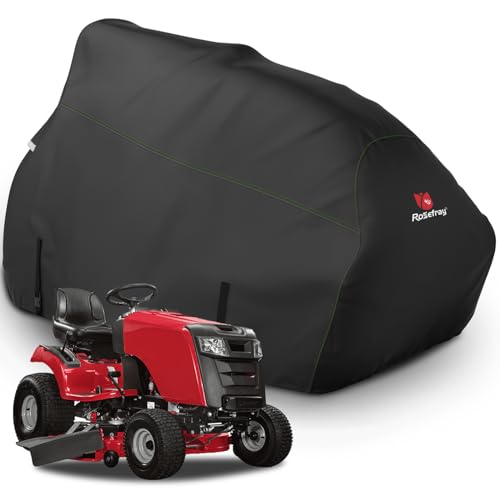 Rosefray Riding Lawn Mower Cover,Waterproof 420D Marine Grade Fabric-Universal Fit for John Deere,Cub Cadet,Craftsman ,etc.Decks Up to 54',UV, Dust, Snow for Outdoor.72''L*54''W*46''H Black