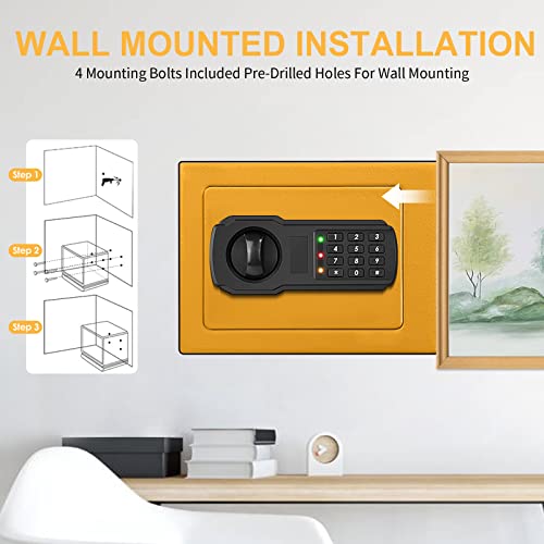 Fireproof Small Safe Box For Money, 0.23 Cu Ft Mini Fireproof Safe With Combination Lock, Digital Safe For Kids Home Hotels Business (Orange) #TOP6
