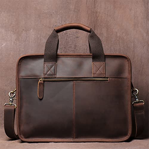 Briefcase Man Handbag Shoulder Genuine Leather Bags Brown Business 14 Inch Laptop Bag2