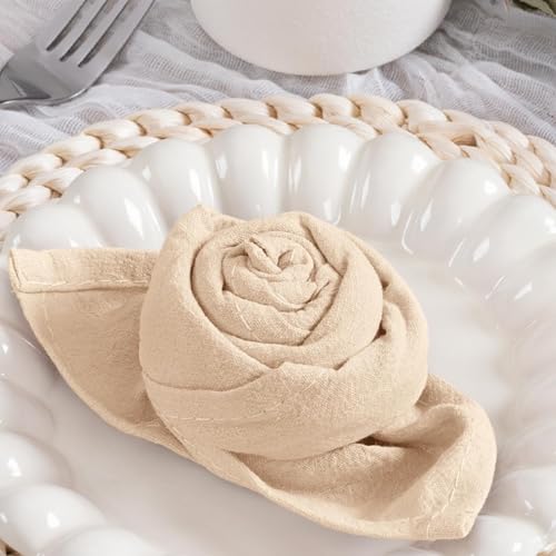 Image of MLMC 4 Pack Champagne Cloth Napkins Rustic Washable Cotton Linen Napkins Set of 4 17 inchx17 inch Reusable Dinner Napkins Cloth for Wedding Baby Shower Party Gathering Everyday Use