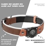 Halsband Hund Leder mit Air Tag Halter, Airtag Hundehalsband IPX8 Wasserdicht,Weich und Bequem, Reflektierend, Verstellbare Polsterung, Geeignet für Mittlere Große Hunde (Braun, L(14'-19.5'))