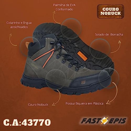 Bota Coturno Masculino de Segurança Tratorada Feita em Couro Nobuck Jungle Gogowear (br_footwear_siz