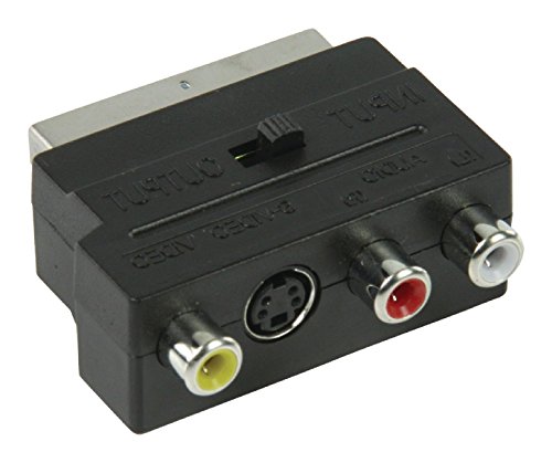 KnnX 28058 | SCART IN/OUT commutabile Adattatore Euroconnector maschio a 3 connettori RCA Phono per audio e video e Super Video | 2 x RCA Phono Audio, 1 x RCA Phono Video, 1 x S-Video femmina