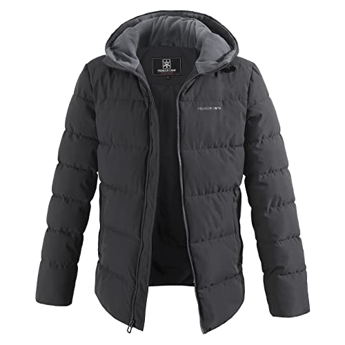 Pioneer Camp Herren Wintermäntel Warm Dicke Jacke Kapuze Isolierte Pufferjacken Baumwolle Wasserabweisend Mantel, Grau 1, XX-Large Cover