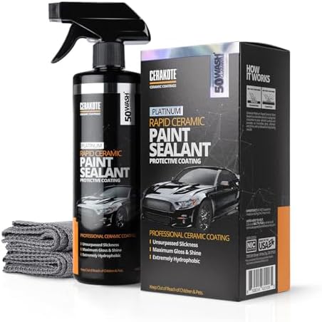 CERAKOTE® Platinum Rapid Ceramic Paint Sealant Spray (14 oz.) - Maximum Gloss & Shine – Extremely Hydrophobic – Unmatched Slickness - Ceramic Spray Coating - 50 Wash Rating