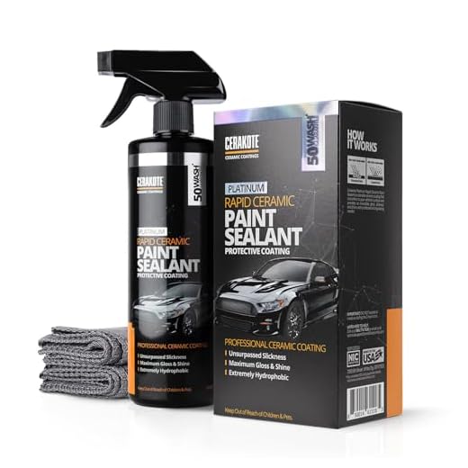 CERAKOTE® Rapid Ceramic Paint Sealant Kit (8oz Bottle)– Maximum Gloss & Shine – Extremely Hydrophobic – Unmatched Slickness - Repels Road Grime – Long Lasting - Quick & Easy Application - Professional Results