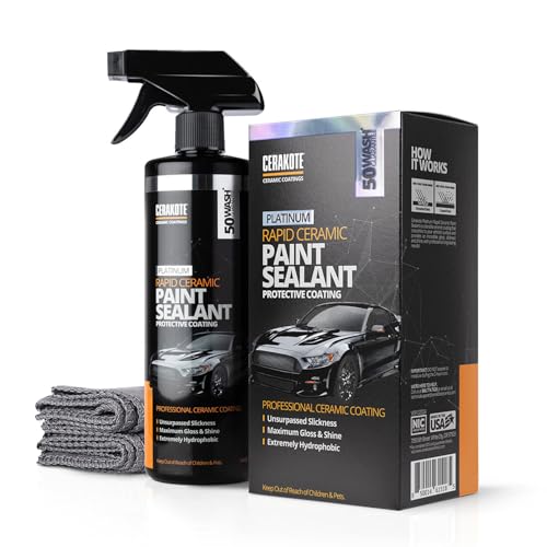 CERAKOTE® Platinum Rapid Ceramic Paint Sealant Spray - 14 oz - 50+ Wash Rating - Long Lasting Hydrophobic Coating and Protection for Cars - High-Gloss Shine by CERAKOTE - Used condition - US$18.71
