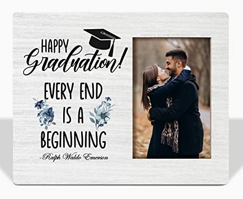 Graduation Gifts Picture Frame, Every End Is A Beginning, Tabletop Picture Frame Plaque Gift, Congratulations To Graduate, Rustic Graduation Gift For College High School Grad, New Chapter Gift #TOP1