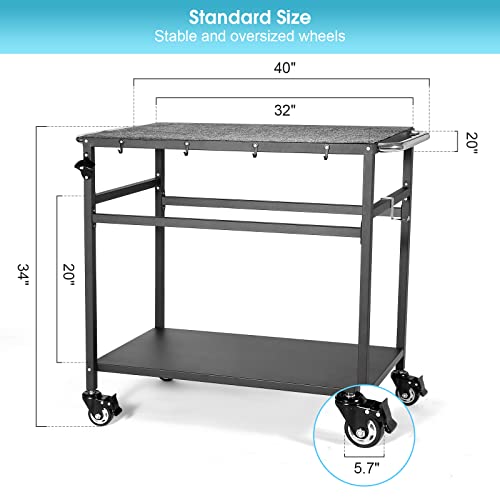 Outdoor Grill Table With Storage For Patio,Double-Shelf Movable Kitchen Cart Island Table On Wheels With Grill Mats,20" X 32" Multi-Functional Heavy Duty Kitchen Bbq Food Prep Table For Grill #TOP3