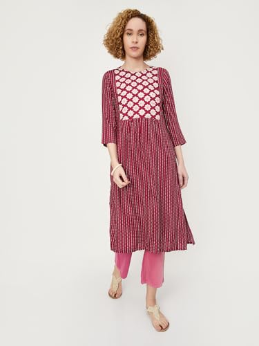 Image of Max Women's Rayon Blend Regular Fit Casual Kurta