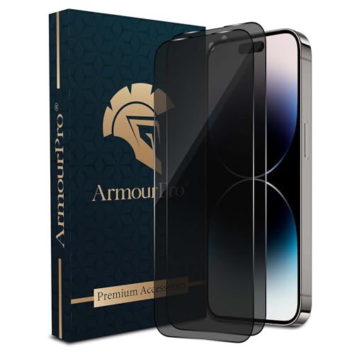 Image of ArmourPro Anti-Spy Privacy Tempered Glass for iPhone 14 Pro Max - Anti Peeping Screen Protector, Edge to Edge Full Coverage, 9H Hardness, Easy Installation Kit | Pack of 2