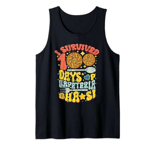 Survived 100 Days of Cafeteria Crew School Lunch Lady Funny Tank Top
