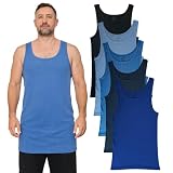 SGS 5er-Pack Herren Unterhemd EXTRA LANG – rutscht Nicht hoch – ideal unter Hemd & Pullover – Nicht kurz geschnitten – 100% Baumwolle(6XL- Blau Farben 100% Baumwolle)
