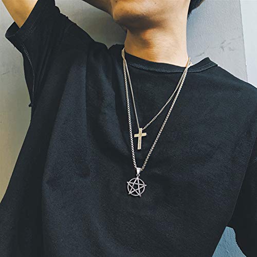 U7 Wiccan Necklace Pagan Pendant Men Women Stainless Steel/Black/18K Gold Plated Pentagram/Norse Viking/Raven Occult Necklaces2