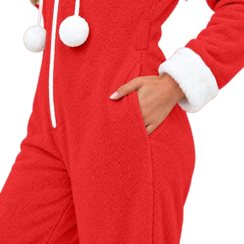 Christmas Onesie Adult Hooded Sherpa Fleece Full Zip Pajamas with Pockets - image 3