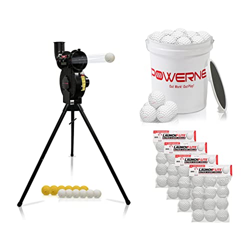Powernet Launch F-Lite Pitching Machine Baseball Bucket Bundle | Includes 4 Dozen F-Lite Balls #TOP2