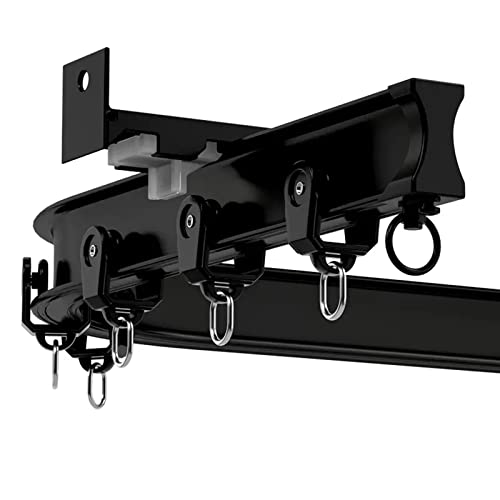 Cortina deslizante flexible en forma de U negra para ducha, caravana, bahía, ventanas, techo, pared, divisor de habitación, plegable, 15 m de largo