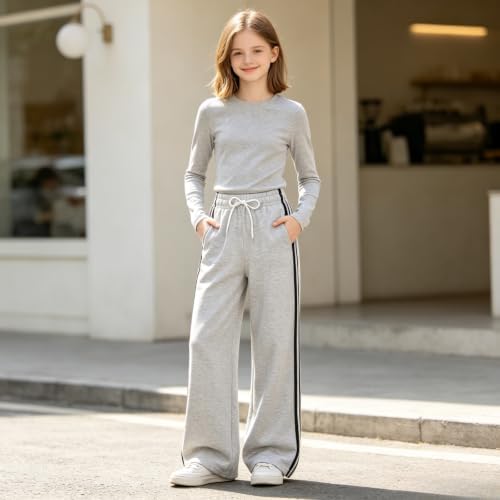 Voxikodex 2 Pack Girls Camo Wide Leg Sweatpants Pants Teen Girls Athletic Grey Pants with Pockets Size 15 16 — view 7