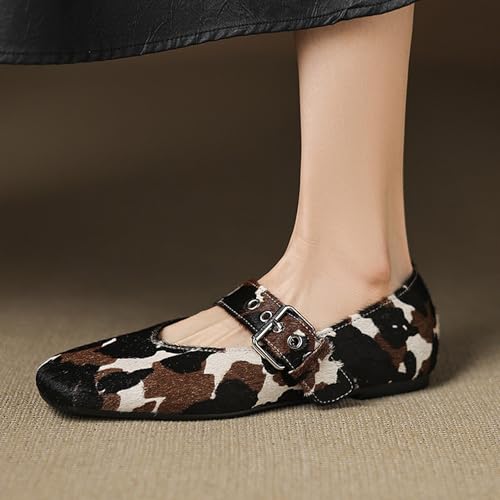 Ballet Flats for Women Adjustable Strap Mary Jane Flats Comfortable Square Toe Walking Office Dress Shoes3