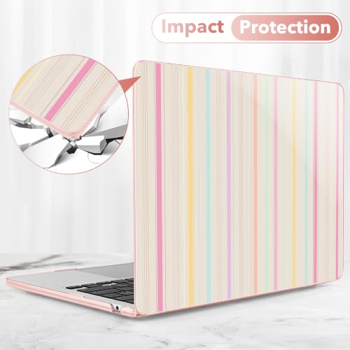 Image of Tuiklol for MacBook Air 13 inch Case M5 2026 M4 2025 M3 2024 M2 2022 Model | Number A3449 / A3240 / A3113 / A2681, Plastic Hard Shell Cover for MacBook Air 13.6 with Touch ID, Striped-Colorful