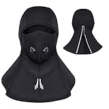 Balaclava Face Mask with Filter Inside,Motorcycle Windproof Ski Mask Breathable Cold Weather Face Mask Men's Winter Warm Face Mask for Skiing, Snowboarding, Black