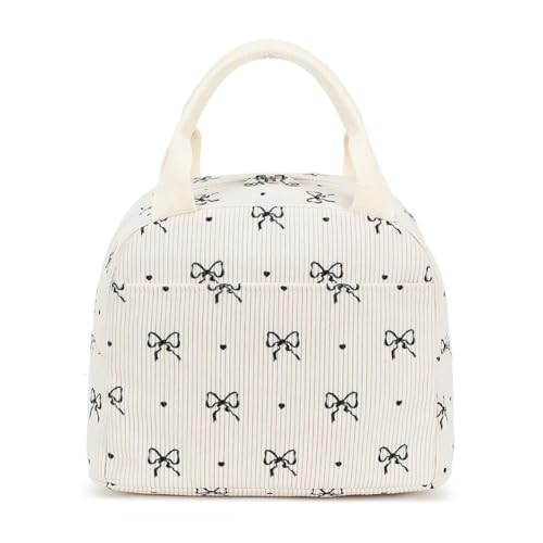 Lonchera para mujer, bonita bolsa de almuerzo de pana con gran capacidad, picnic aislada y lonchera reutilizable para el trabajo, a prueba de fugas