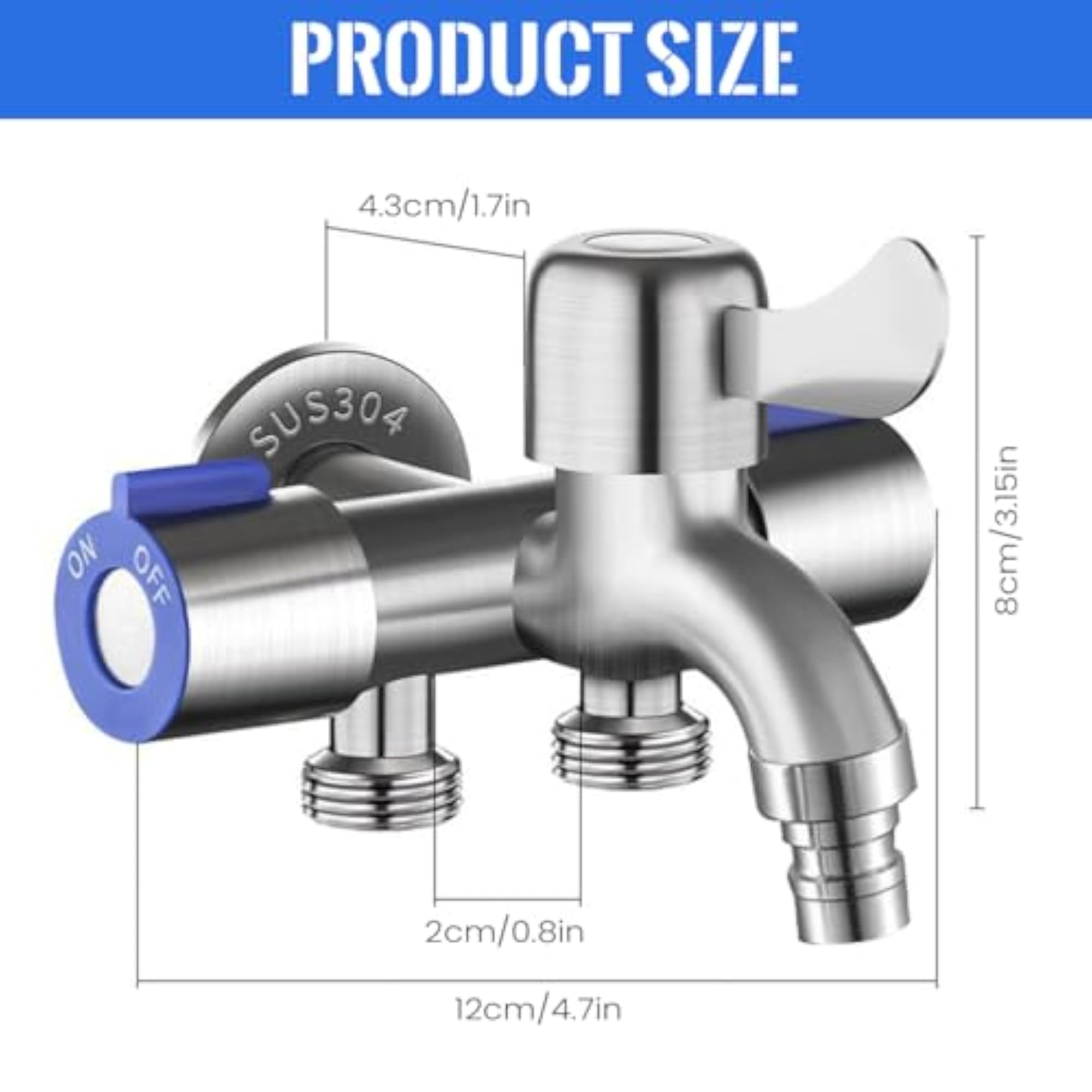 Stainless Steel 3 Way Tap for Bathroom