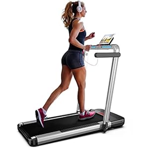2 in 1 Folding Treadmill, FLYLINKTECH Home Quiet Treadmill with Bluetooth Control, Wide Running Belt, Transport Wheels, 14 km/h, 12 Exercise Modes, LCD Display (Two-year warranty)