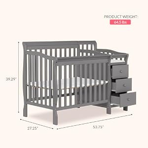 Dream On Me Jayden 4-in-1 Convertible Mini Baby Crib with 3 Drawer Changer — photo 3 of 6