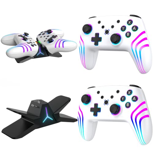 Image of VidPPluing 2 Pack Switch Controllers, Wireless Switch Pro Controller for Switch /Lite /OLED, Game Controller with Motion Sensor /Vibration /Turbo /Wakeup /Charging Cable - Blue
