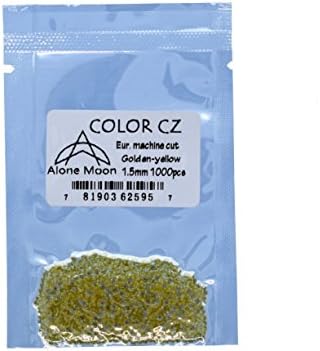 Alone Moon Colour Cubic Zirconia Loose Gemstones Round Europe Machine Cut 1.0-6.0mm High Temperature Wax Setting for Jewelry Making,Golden 1.5mm 1000pcs