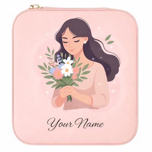 Image of Mini Jewellery Travel Case, PU Leather Organizer Box, Small Portable Jewellery Storage Holder for Womens Rings Earrings Necklaces (Golden Calm)