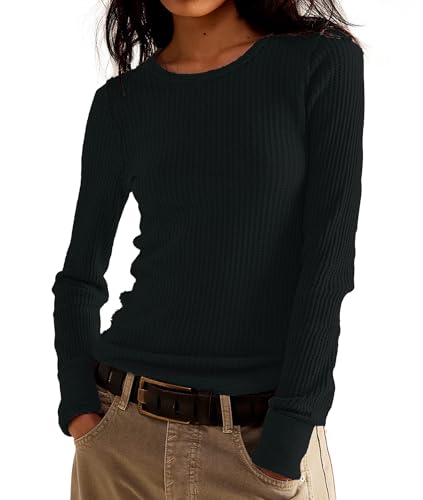 Free People Dupes Waffle Knit Tops Long Sleeve...