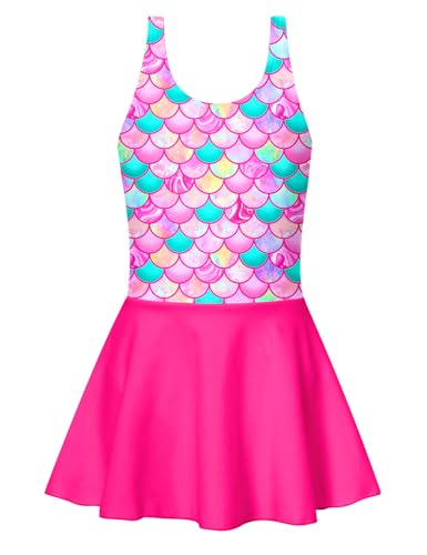 Image of Yousie Girls Swimsuit One Piece Tropical Kids Bathing Suit Swimwear Adjustable Swim Dress 5-9 Years