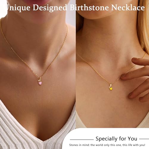 Mom Birthday Gifts, Mother Day Necklaces Gifts for Mom Birthstone Necklace for Women Non Tarnish Gold Necklace with Birthstone 21st 30th 40th Birthday Gifts for Her Sister Daughter Adjustable Christmas Jewelry