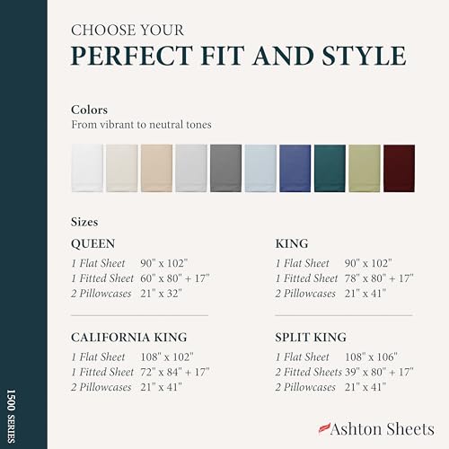 Ashton Sheets 100% Egyptian Cotton Sheets California King Size Bed Set - Luxury 1500 Series Prestige Collection Cal King Bed Sheet (4 PC, Dark Grey), Cooling Sateen, 17" Deep Pocket Bedsheet Set by Ashton Sheets - Image 9